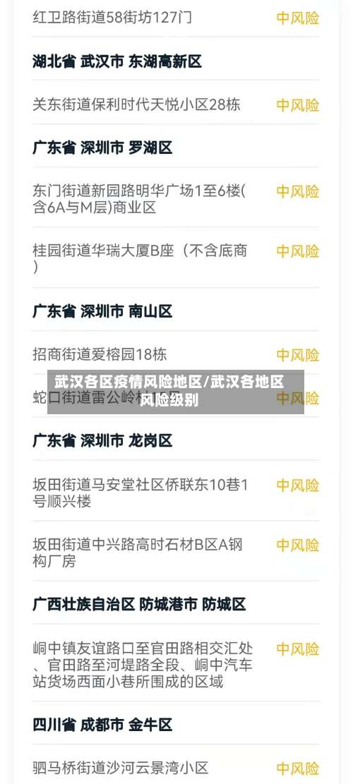 武汉各区疫情风险地区/武汉各地区风险级别-第1张图片